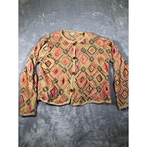 Sigrid Olsen embroidered cardigan size large